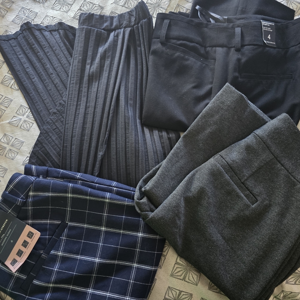 Work wear bottoms - 3 work pants(size 4 and 6) and a skirt(size M), 4 pieces